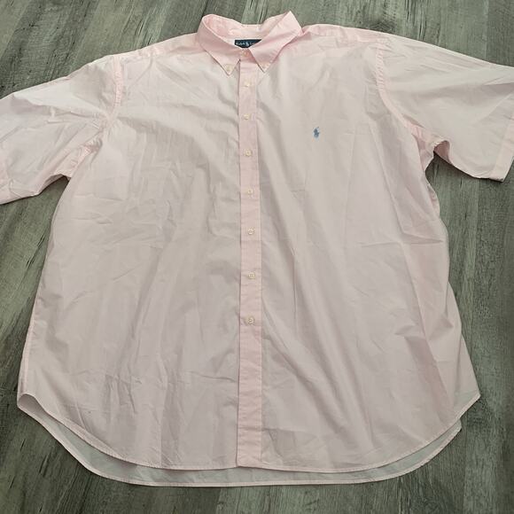 Ralph Lauren Shirt Mens 4XLT Big Tall Pink Short Sleeve Classic Fit Button Up - Picture 1 of 7